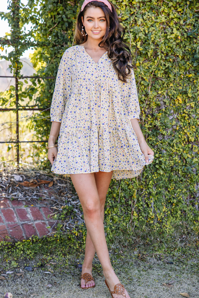 Girly Greetings Lemon Yellow Ditsy Floral Dress – Shop the Mint