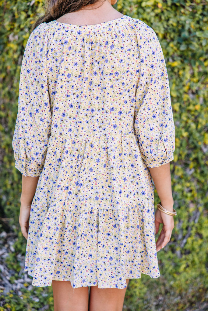 Girly Greetings Lemon Yellow Ditsy Floral Dress – Shop the Mint