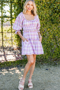 purple gingham dress