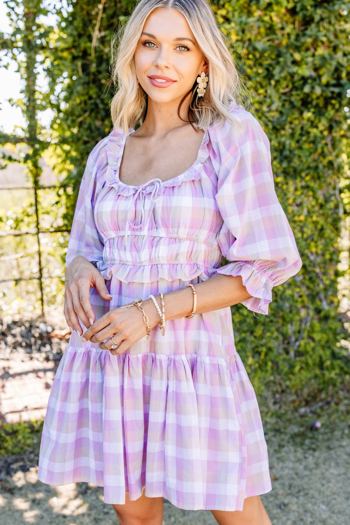 Lavender gingham discount dress