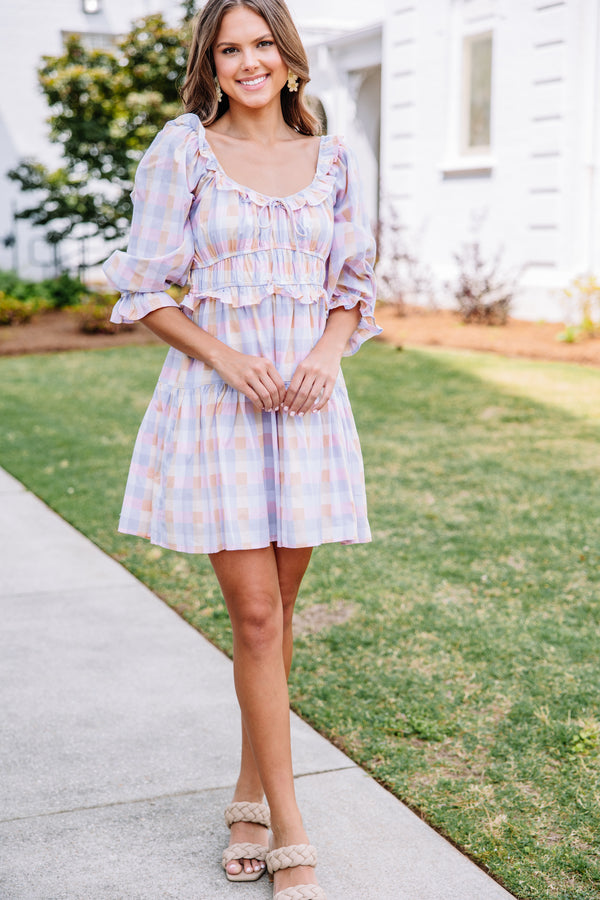 Lost In Love Peach Pink Gingham Dress