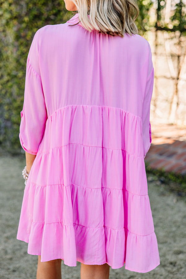pink button down babydoll dress