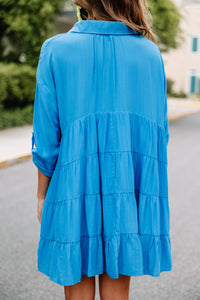 bright blue flowy dress
