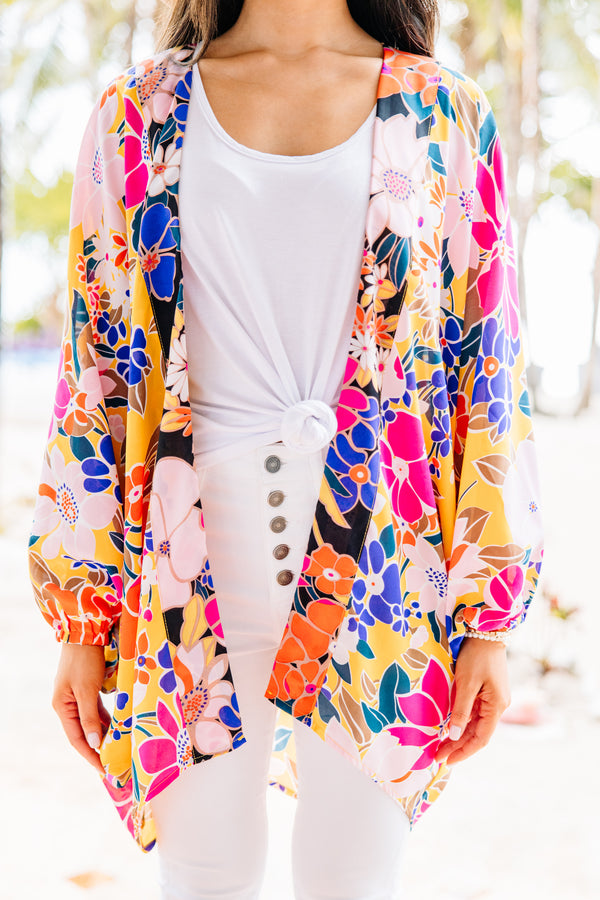 vibrant floral kimono