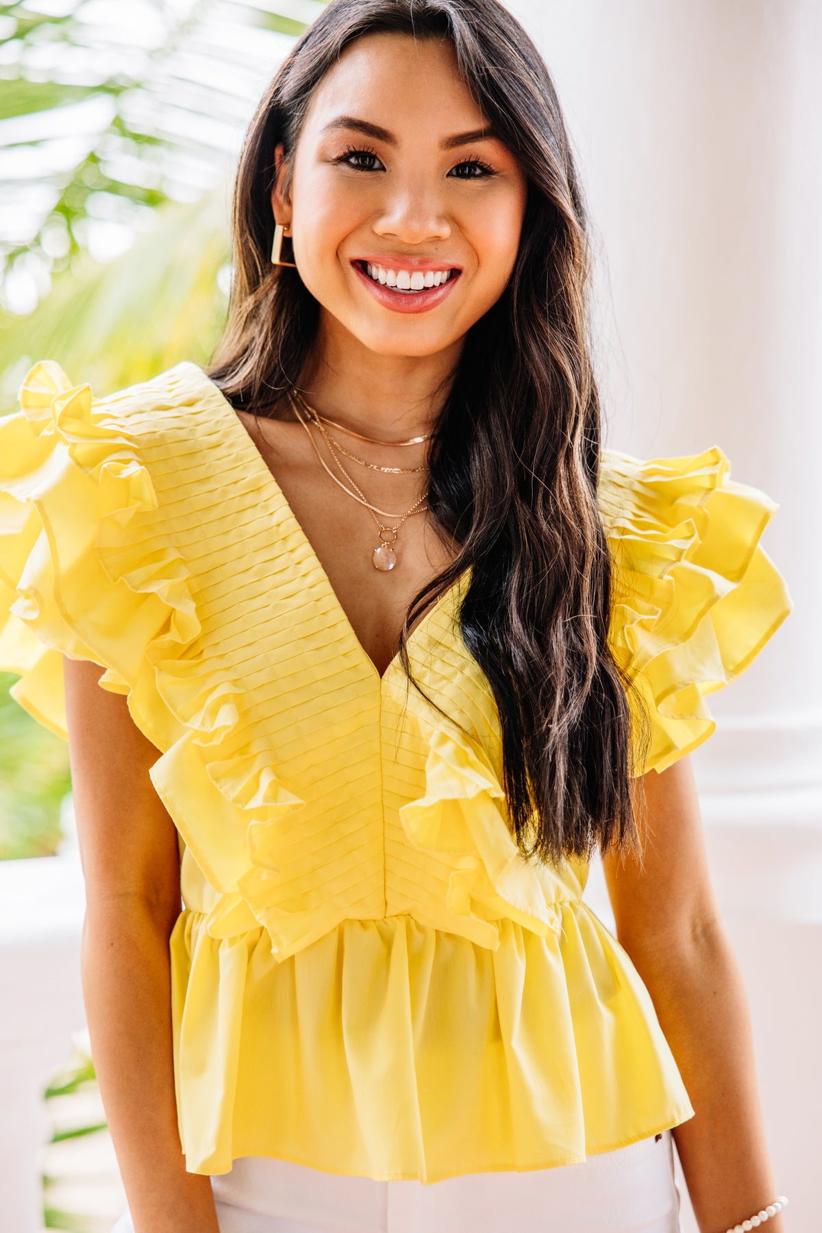Boldly Go Lemon Yellow Ruffled Blouse Shop the Mint
