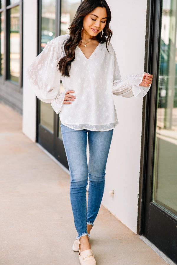 On The Way Off White Textured Blouse