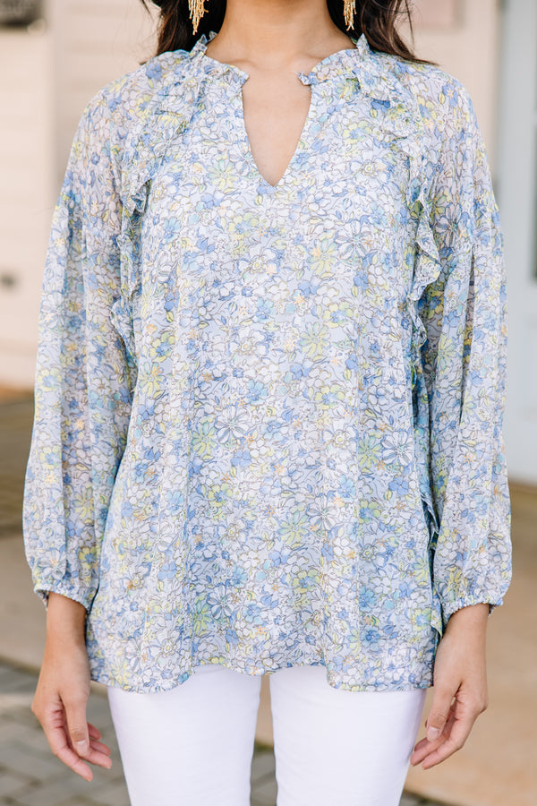 blue floral blouse