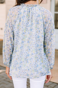 blue floral blouse