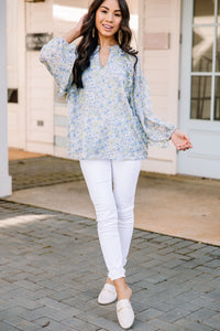 blue floral blouse