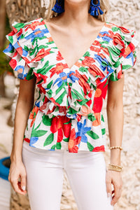 Take It All In White Floral Blouse