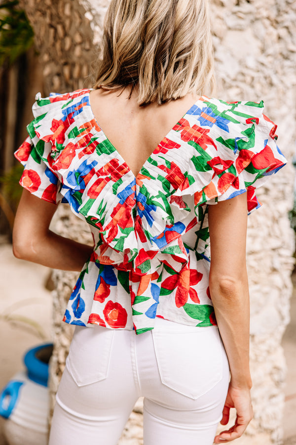 Take It All In White Floral Blouse