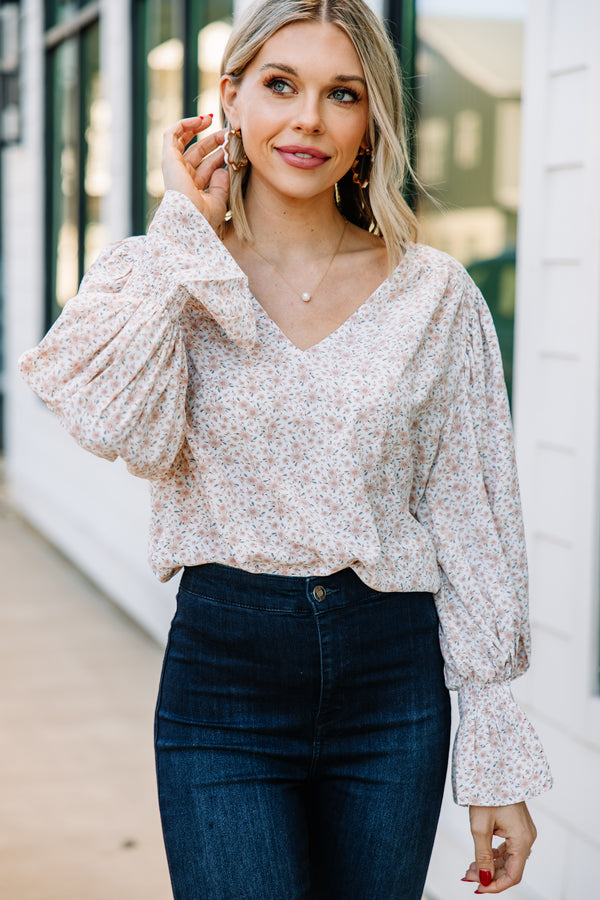 It's All Up To You Blush Pink Ditsy Floral Blouse
