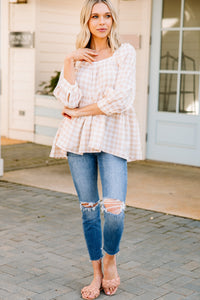 taupe gingham top
