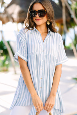 Can't Leave You Behind Blue Striped Tunic - Trendy Spring Tunic – Shop ...