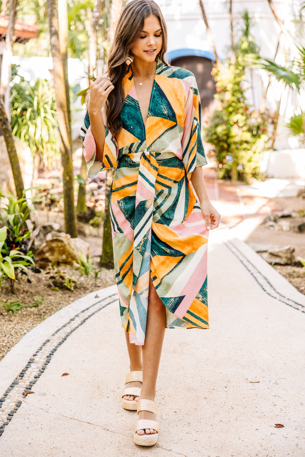 Vintage Resort Green Abstract Midi Dress – Shop the Mint