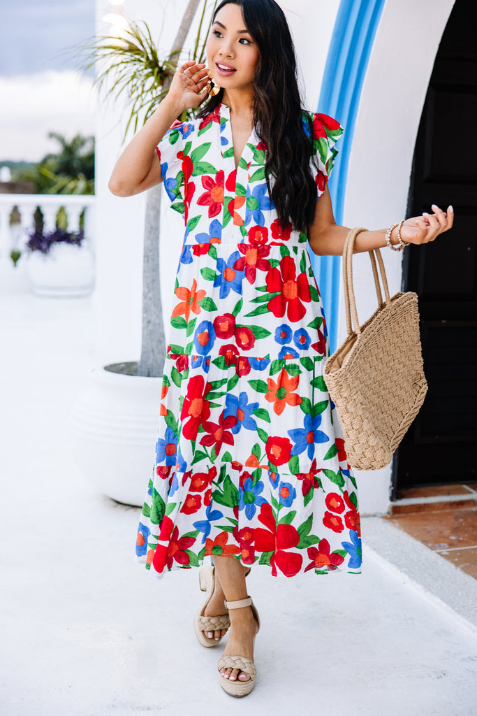 Created Beauty White Floral Midi Dress – Shop the Mint