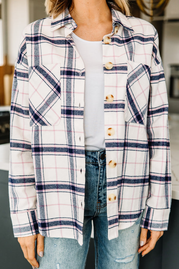 This Is Your Time Navy Blue Plaid Jacket