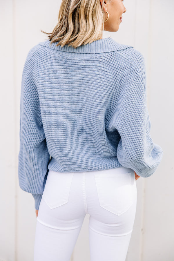 blue crop sweater