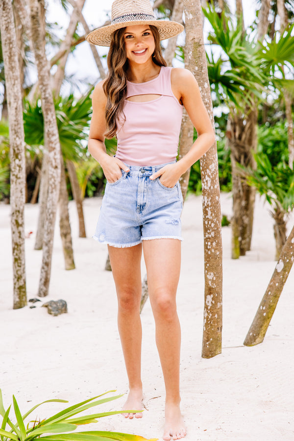 Shared With You Mauve Pink Cutout Tank