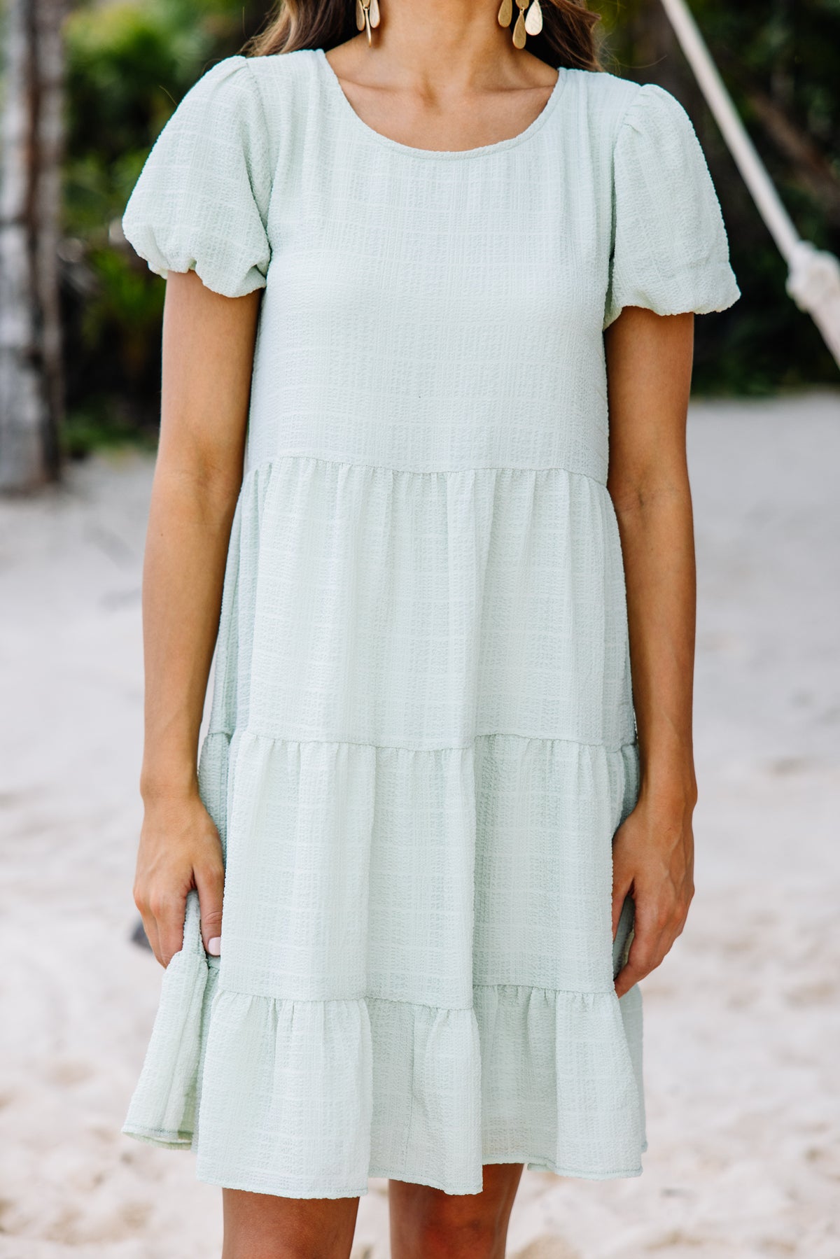 It All Makes Sense Sage Green Tiered Dress Shop the Mint