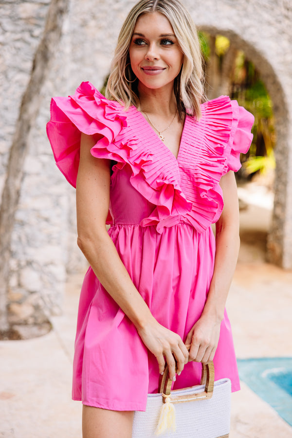 Take The Win Pink Ruffled Party Dress