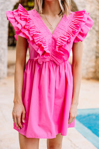 Take The Win Pink Ruffled Party Dress