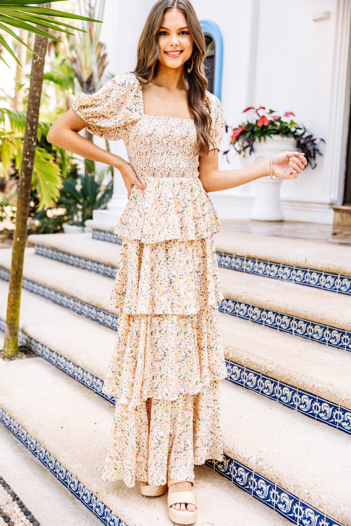 hana la rosa ditsy maxi dress Under Clear Skies Yellow Ditsy Floral Maxi Dress – Shop the Mint