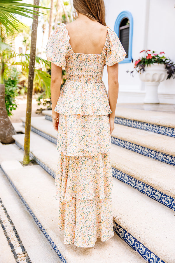 Under Clear Skies Yellow Ditsy Floral Maxi Dress