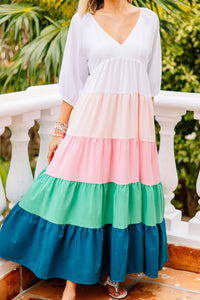 colorblock tiered midi dress