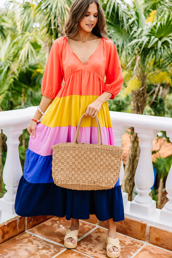 colorful colorblock maxi dress