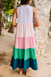 colorblock tiered midi dress
