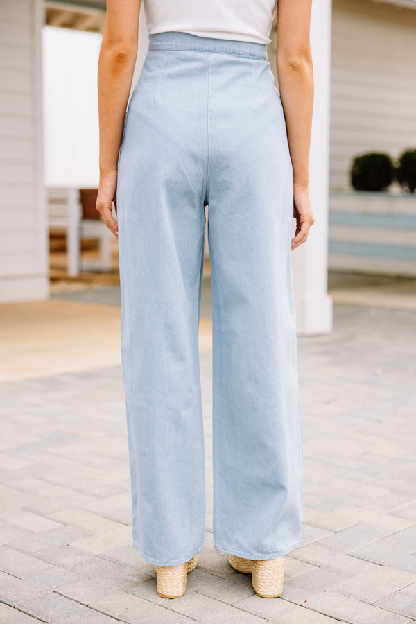 blue button pants