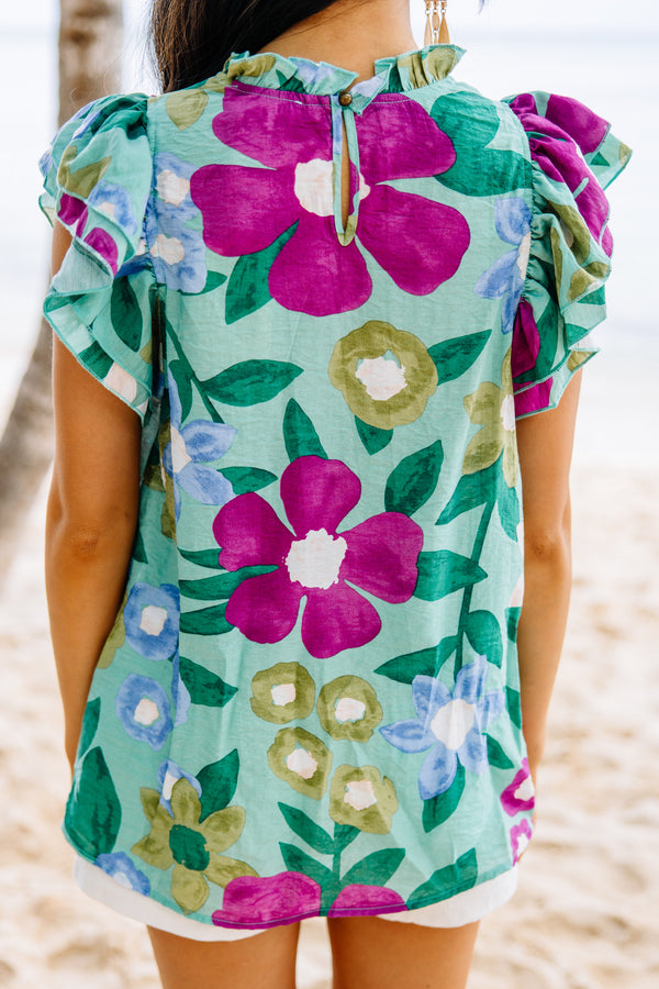 Stay Gorgeous Teal Floral Blouse
