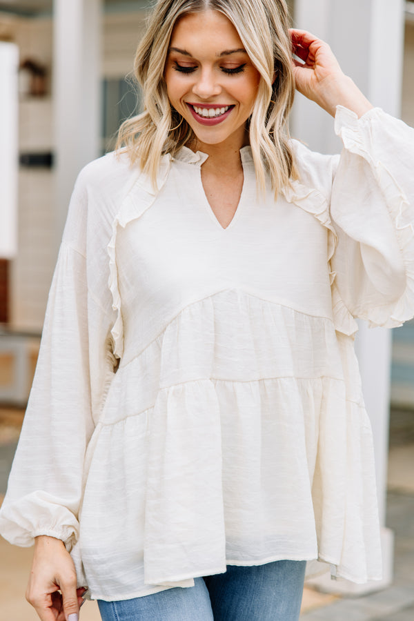 All Caught Up Cream White Ruffled Tunic – Shop the Mint