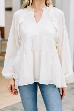 All Caught Up Cream White Ruffled Tunic – Shop the Mint