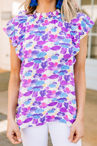 It's Your Way Purple Abstract Blouse
