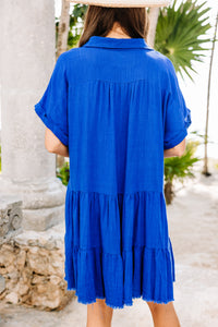 In My Thoughts Royal Blue Linen Dress