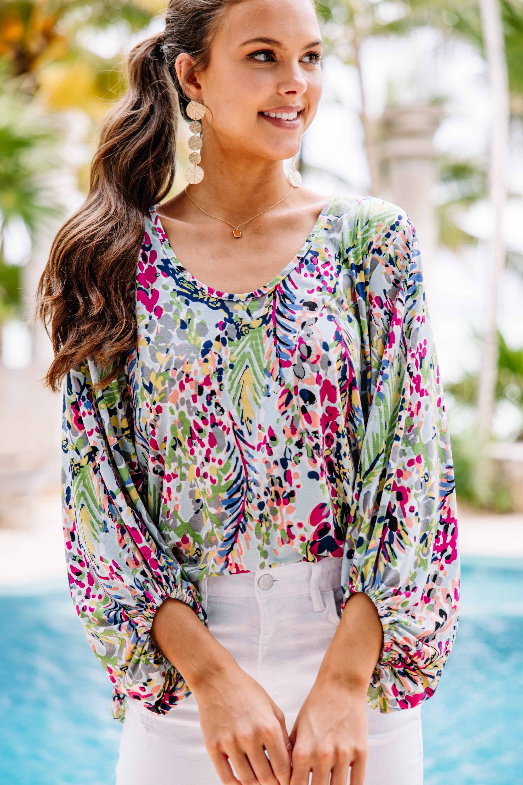 aqua green blouse