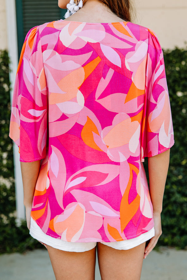 chic abstract print blouse