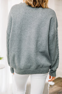 gray cable knit sweater