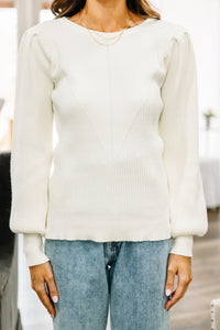 white ribbed sweater