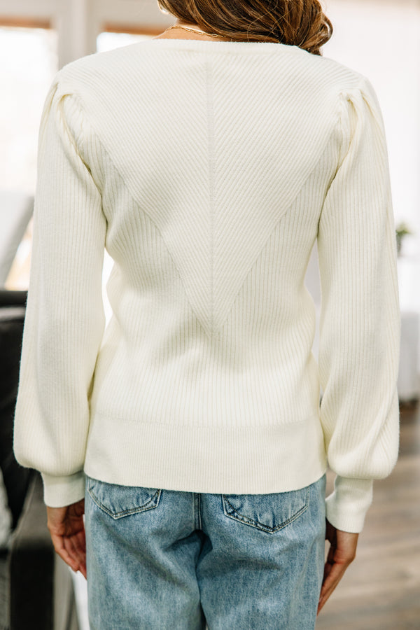 white ribbed sweater