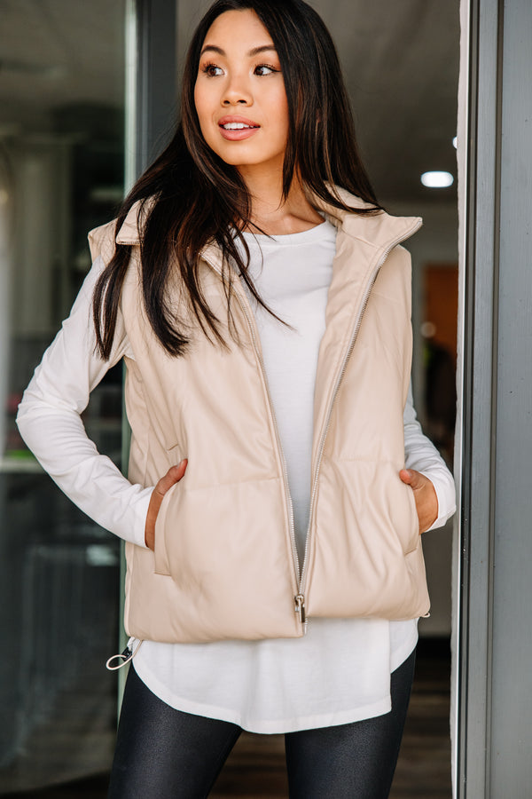 cream puffer vest