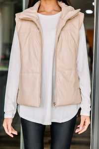 cream puffer vest