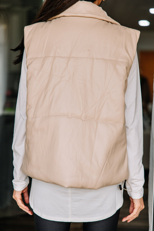 cream puffer vest