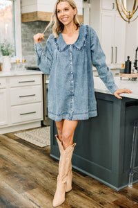 denim ruffled dress