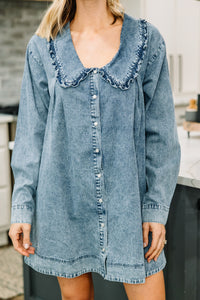 denim ruffled dress