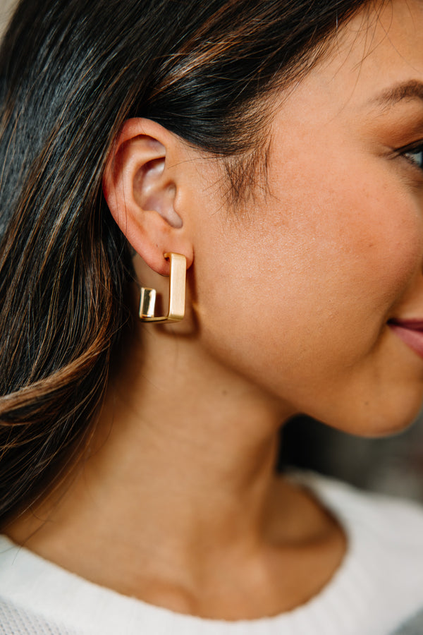 gold square earrings