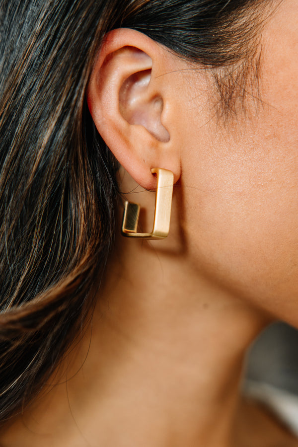 gold square earrings