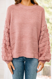 Feeling Close To You Mauve Pink Textured Sweater